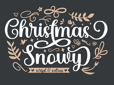 Christmas Snowy - Romantic Script business cards