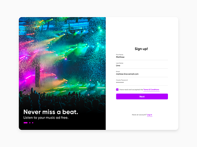 Signup Modal accessible clean daily ui music sign up sign up form ui ux web design white