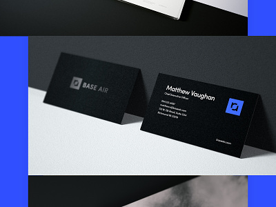 Base Air Brand Sheet air black blue branding business card color design flat logo mockup technology type typography vector