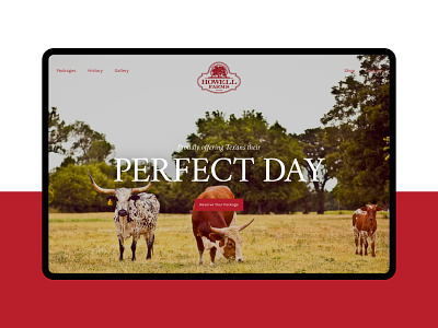 Howell Farms Website branding brown color cow farm flat photography red type typography ui ui ux web web design website website design wedding