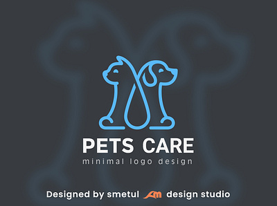 Pets care logo branding design flat graphicdesign icon illustrator logo logo art logodesign minimal minimalist vector