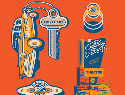 Galaxy Drive-In Theatre illustration lettering logo typemark