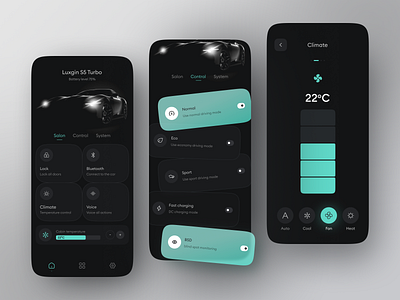 Car Control App app car control dashboard design electric car mobile app ui