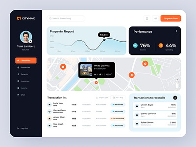 Citymax - Real Estate Dashboard Design ad announcement app dashboard design logo properties real estate rental ui web design