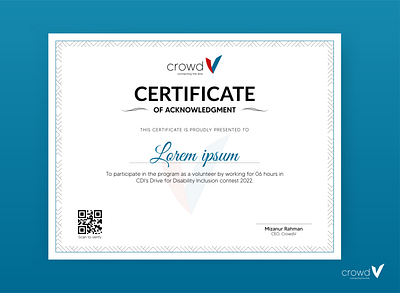 Certificate for crowdV branding certificate certificate design certificate template creative work design event certificate program certificate