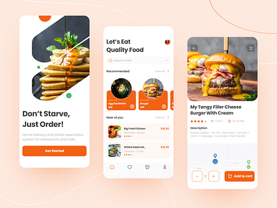 Food ordering and delivery app app clean dailyui delivery design dinner eat food healthy lunch meal minimal mobile order product quality ui userinterface ux walkthrough