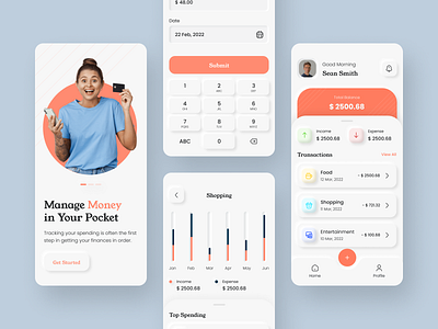 Expense Management add app clean expense manage management mobile modern money neumorphism new product spend trend ui update ux
