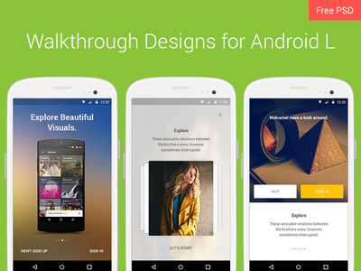 Walkthrough Design android design free lollipop material psd ui ux walkthrough