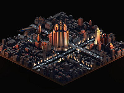 Capstone City 3d architecture blender buildings city isometric keyshot lighting render structure urban