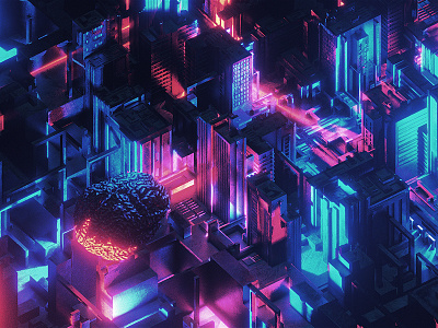 Cerebrum #1 3d architecture blender city isometric neon