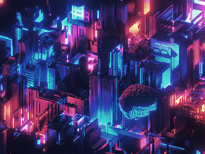 Cerebrum #2 3d architecture blender city isometric neon