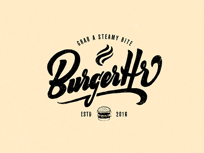 BurgerHr - Logo concept branding burger logo food industry hand drawn lettering logo logo design organic retro logo
