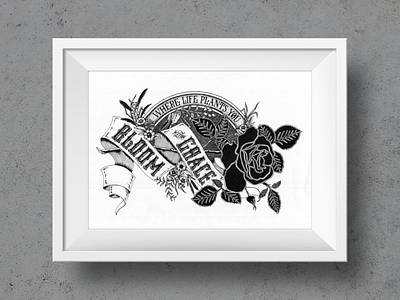 Bloom with Grace - Lettering decorative floral handlettering illustrative lettering lettering art print typography vintage wall art
