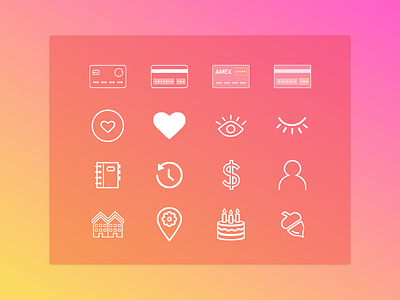 BloomNation Icon Collection account icons bloomnation credit card ecommerce icons gradient heart icon icon iconography icons visual design