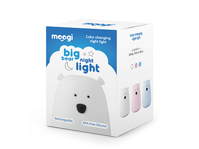 moogi - packaging design bear light cute bear cute design label moogi night light packaging packaging design