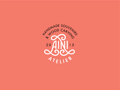 Aini Atelier atelier logo coral color illustration logo new retro wave newretro newvintage pantone 2019 retro typography vintage