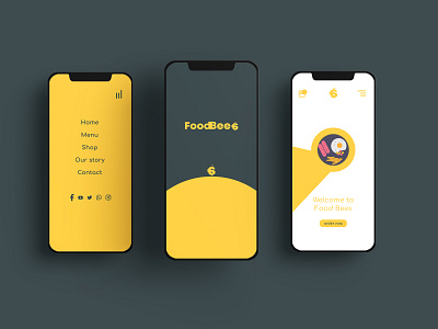 Food Bees app design phone phone app simple ui ux web in phnone website