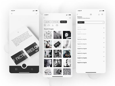 Font Search and Font Recognition App black and white design font gallery photo search search by photo ui uxui