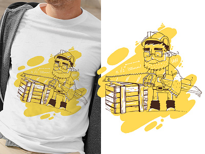 Tshirt illustration worker drawing illustration tshirt worker yellow