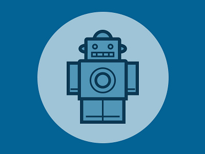 Robot blue flat icon illustration minimalist robot