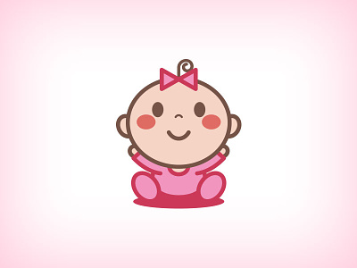 Baby girl baby birth card girl illustration pink simple