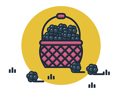 Blackberry basket basket blackberry clean flat illustration line minimal