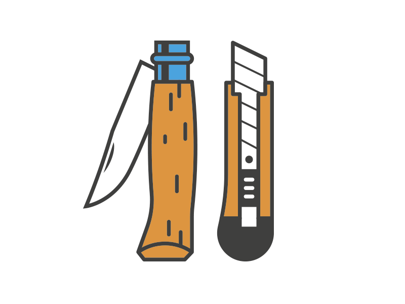 Prohibited objects cutter flat icon illustration knife line minimal object opinel picto simple