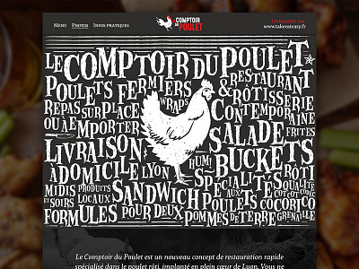 Chicken bar website chicken food grunge home illustration landing one page restaurant type typography website