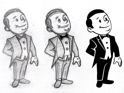 Little Butler bulter character drawing illustrator logo retro sketch trace