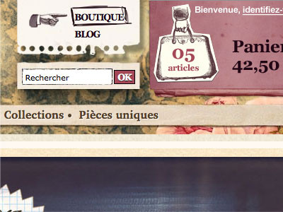 Header cart hand menu navigation search bar sticker