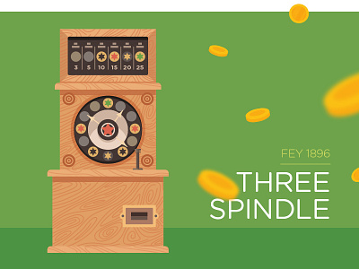 Three Spindle flat illustration slot machine