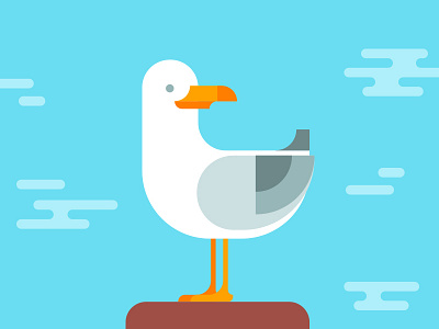 Seagull bird flat illustration vector