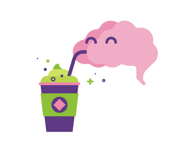 Food for the Brain brain flat illustration milkshake vector