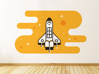 Space Wall icon ship space sticker wall
