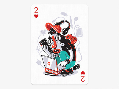 2 Of Hearts boy card contest illustration playing card playingarts tech