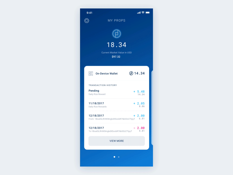 PROPS Crypto Wallet - Transitions
