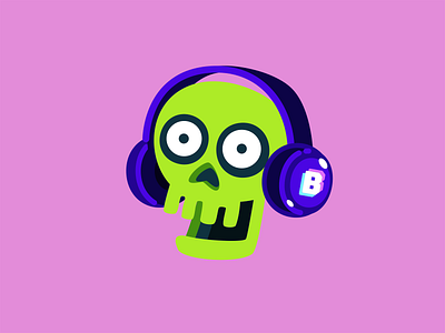 Skull animation headset illustration video chat app