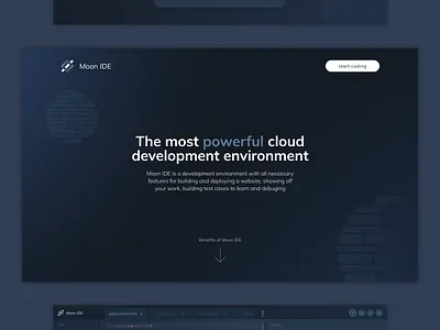 Moon IDE - Website for developers branding coding design desktop develop developer ide laconic minimal modern programing programming project ui ux web website