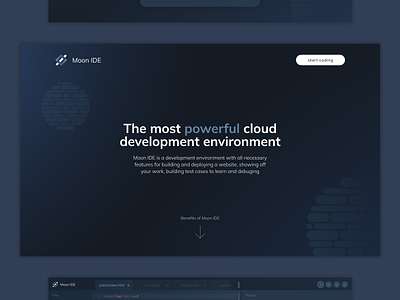 Moon IDE - Website for developers branding coding design desktop develop developer ide laconic minimal modern programing programming project ui ux web website