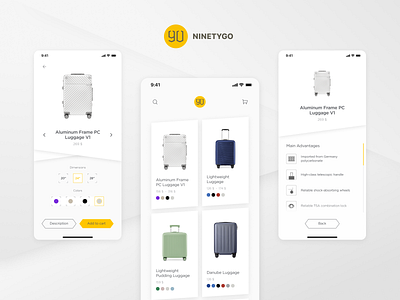 NINETYGO - Mobile Website Redesign app luggage marketplace minimalist mobile redesign sale score shop shopping store travel ui website