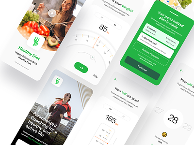Diet App UI age calicut debut diary diet diet app fitness food height hyderabad icons illustration kochi needle ui ui8 ui8net weight weight loss weights