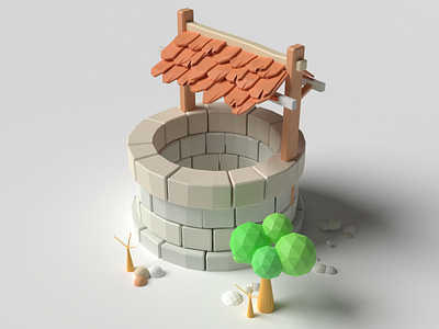 Blender Day 01 : Tiny Well 3d 3d artist animation blender blender3d debut illustration isometric kerala