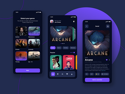 A Movie Exploration App Concept app arcane branding clean concept dark design exploration app graphic design logo minimal mobile app movie movie app ui uiux ux