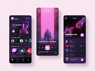 Music Streaming App 3d apple music artist clean gradient ios minimal mobile app mp3 music music app music player player recording song sound spotify ui upload song ux