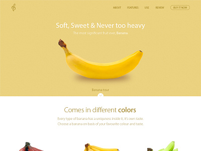 Banana product page clean creative funny landing page product page ui visual web