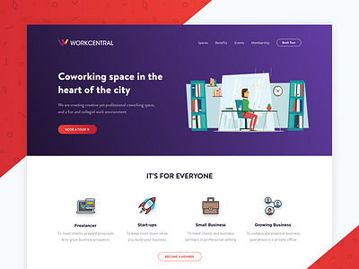 Workcentral Landing Page hero home page landing simple ui ux web design web page website