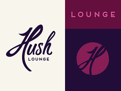 Hush Lounge bar identity lettering logo lounge
