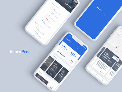 Islam Pro - Mobile App app blue card dashboard design donation event flat host islam minimal mobile prayer religion ui ux