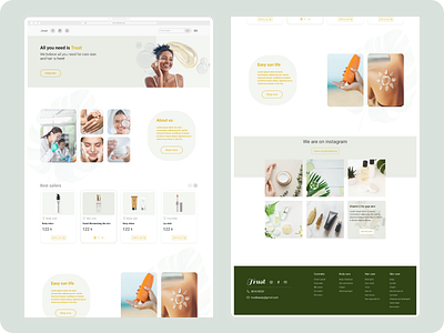 Skin and hair care products ui web design