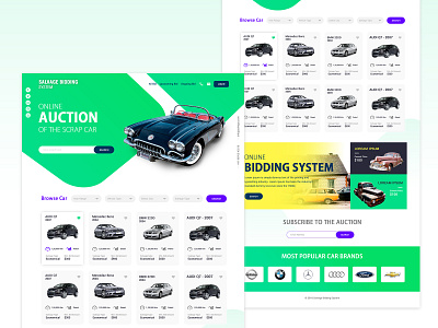 Web UI of Online Auction of the Scrap car app design homepage landingpage uiux webdesign website